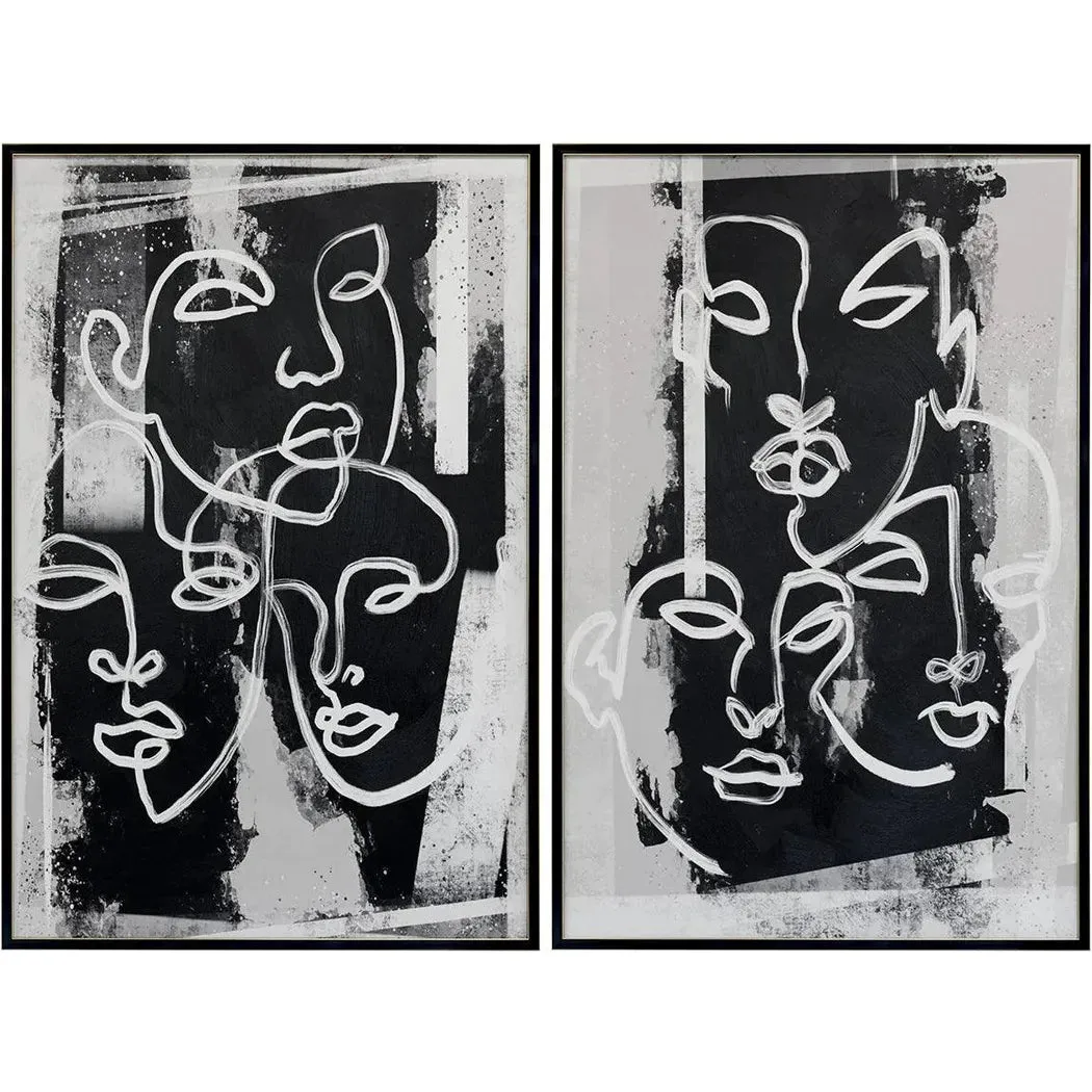 Face To Face Wall Art Set With Gold Trim - Luxe Decor