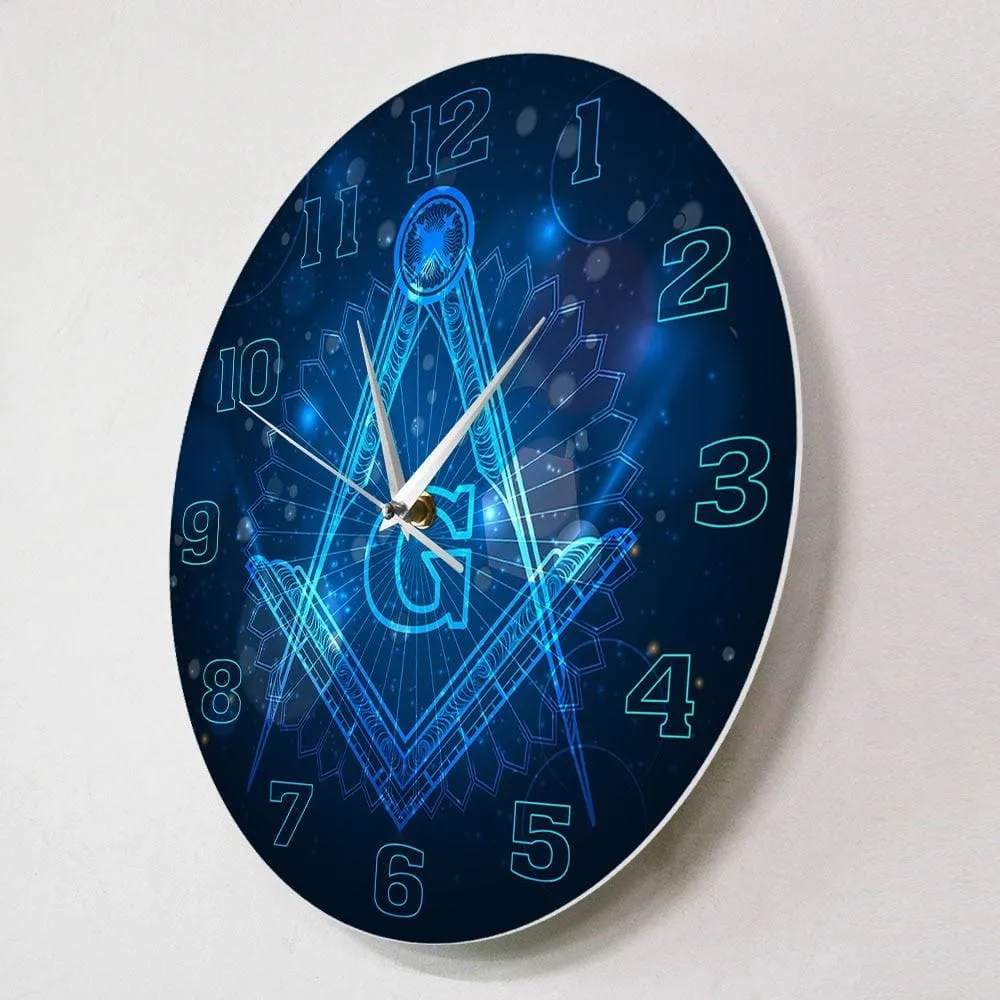 Freemason Logo Silent Non-ticking Wall Clock Master Mason Home Decor Hanging