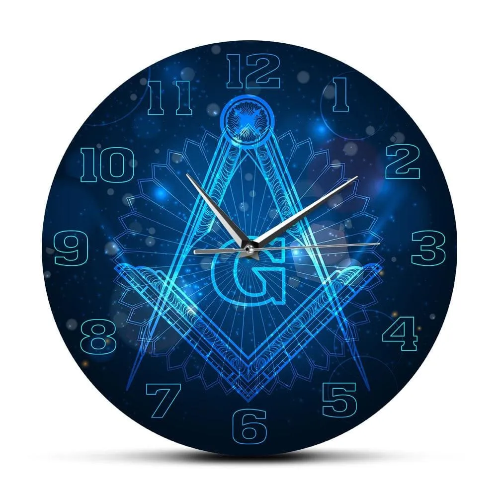 Freemason Logo Silent Non-ticking Wall Clock Master Mason Home Decor Hanging