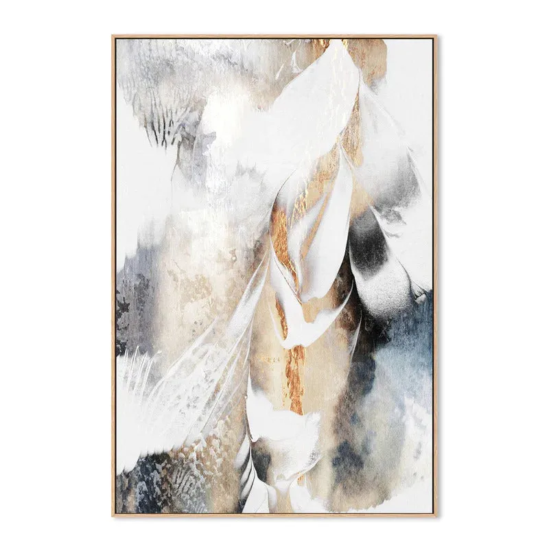 Golden Snow 100cm  x 150cm Framed Canvas - Natural Frame