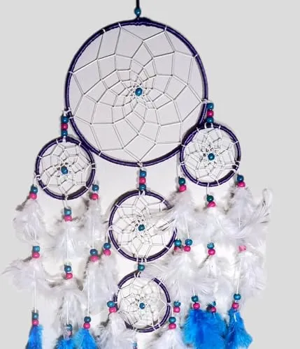 Handmade Feather Dream Cache Wall Hanging Art for Bedrooms Office Balcony Garden