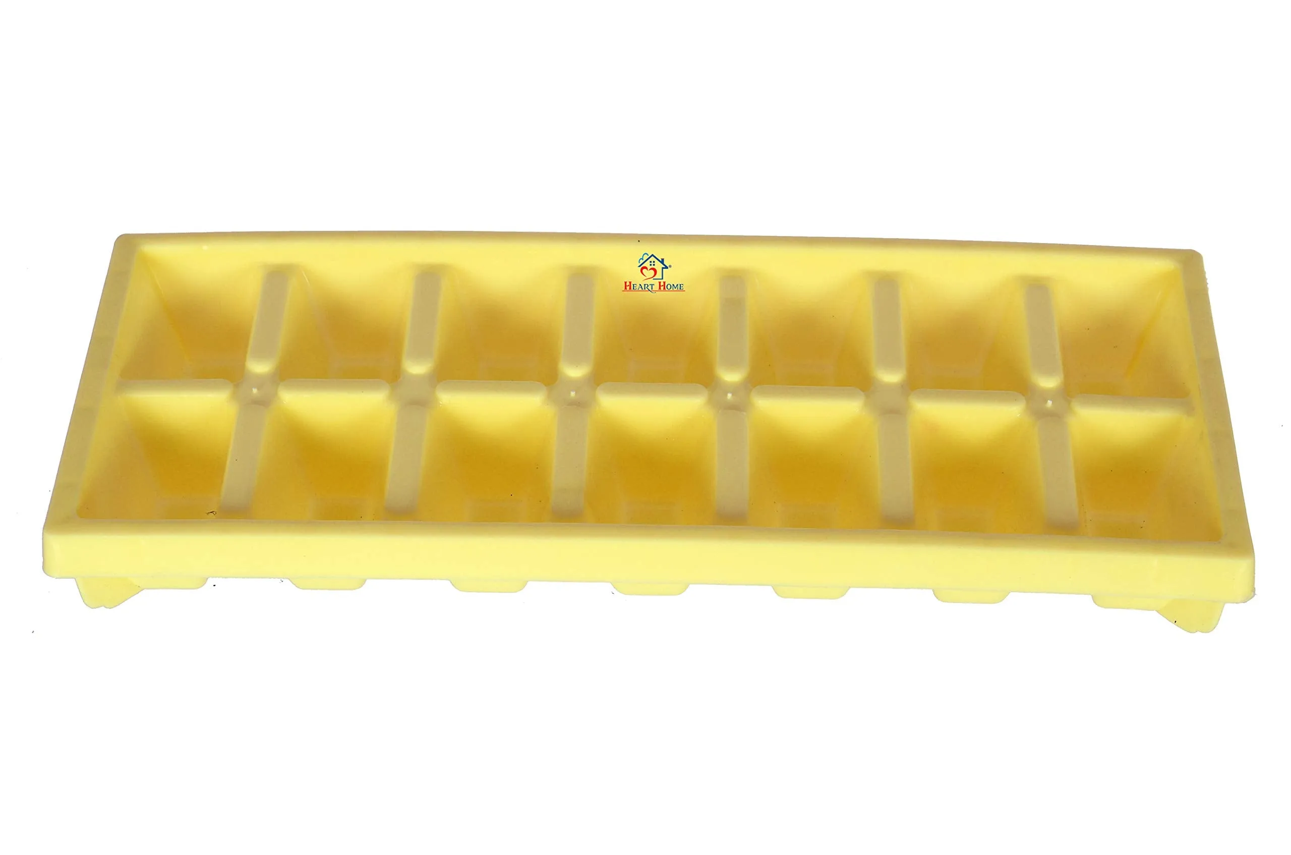 Heart Home Ice Cube Bin Box Trays 2 Pack Stackable Ice Storage Container and Trays, BPA Free-Pack of 2 (Yellow), Standard