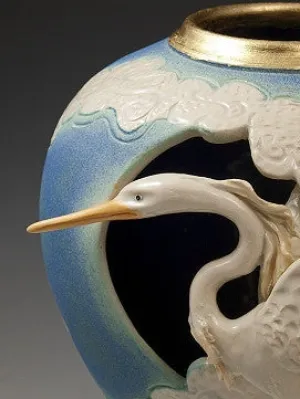 Heron in Clouds Vase