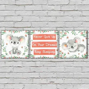 Home Wall Decor Art for Kids Room Children Bedroom Set of 3 -  Small koala