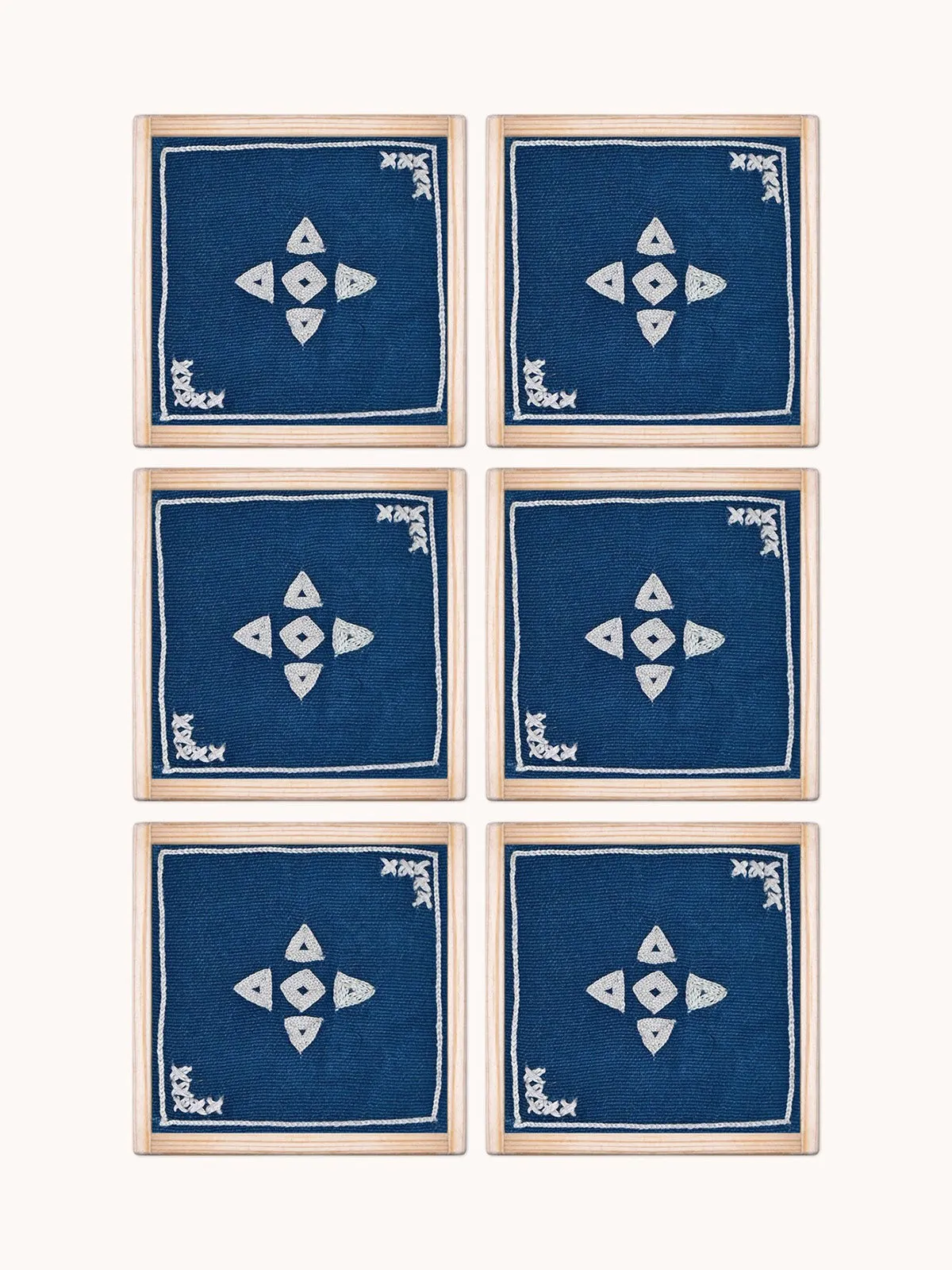 Huenu Handmade Coasters Set Of 6 Pcs Blue