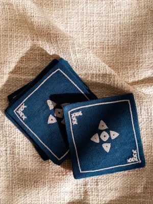 Huenu Handmade Coasters Set Of 6 Pcs Blue
