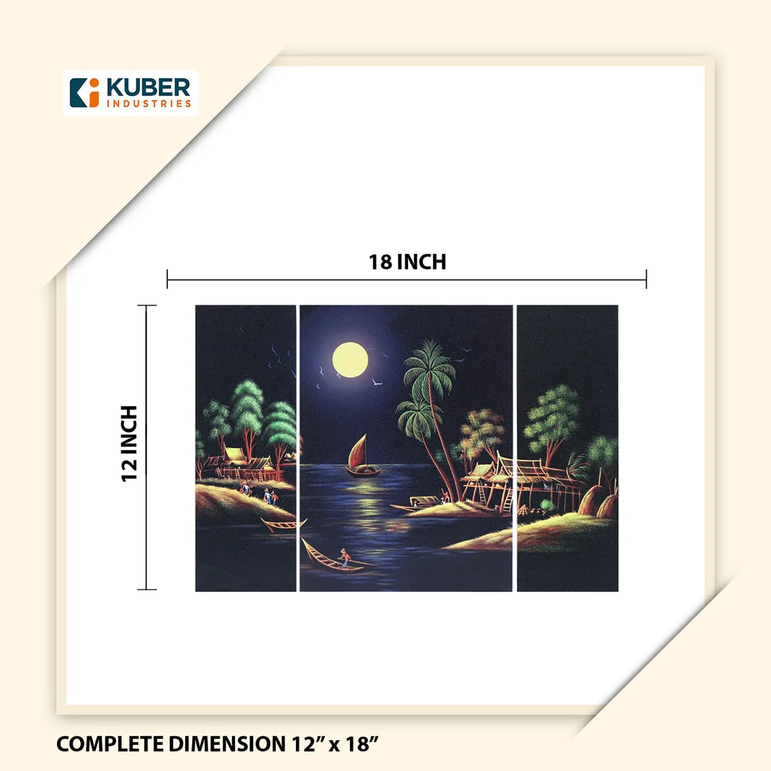 Kuber Industries Wall Paintings | MDF Wooden Wall Art for Living Room | Scenery Wall Sculpture |Painting for Bedroom | Office | Hotels | Gift | 1218KIM1 |3 Piece Set| Blue