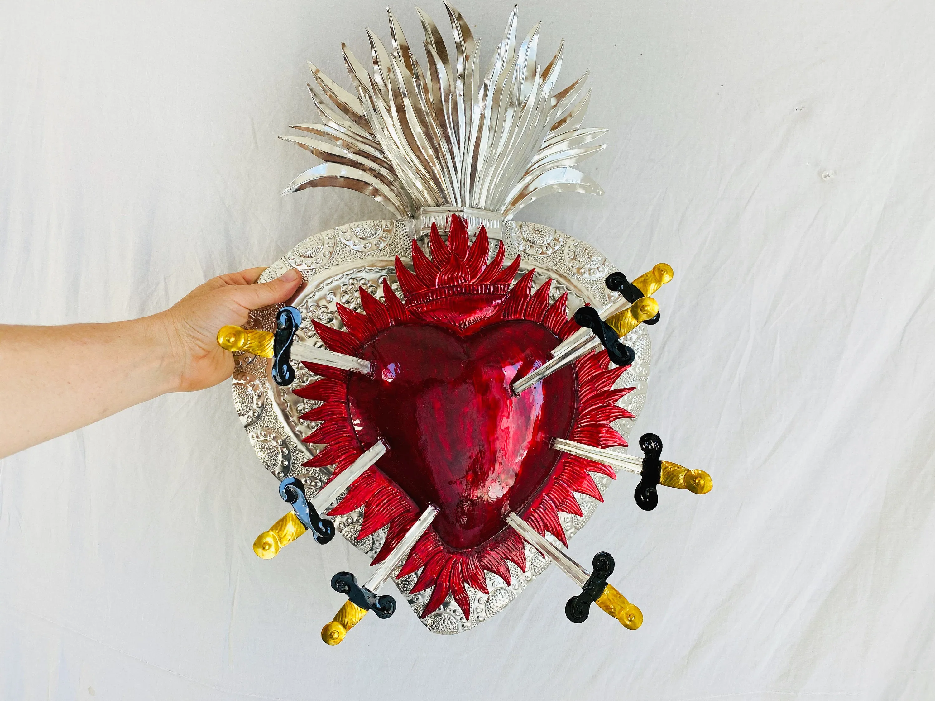 Large Hojalata Milagro Heart. Tin. 20"