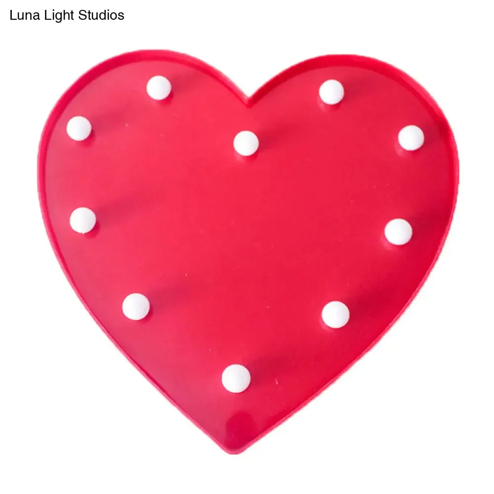 LED Heart Shaped Battery Nightstand Lamp – Decorative Plastic Bedroom Wall Lighting