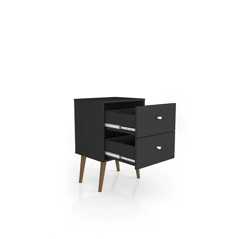 Liberty Mid-Century - Modern Nightstand 2.0 with 2 Full Extension Drawers in Black