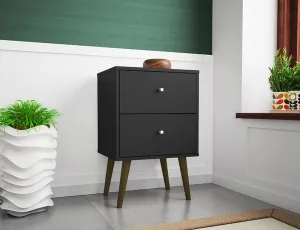 Liberty Mid-Century - Modern Nightstand 2.0 with 2 Full Extension Drawers in Black