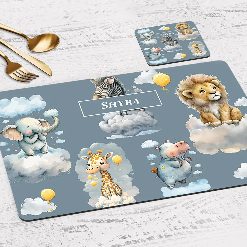 Lofty Animals Tableware Set (kids) (4 Placemats & 4 Casters)