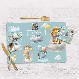 Lofty Animals Tableware Set (kids) (4 Placemats & 4 Casters)