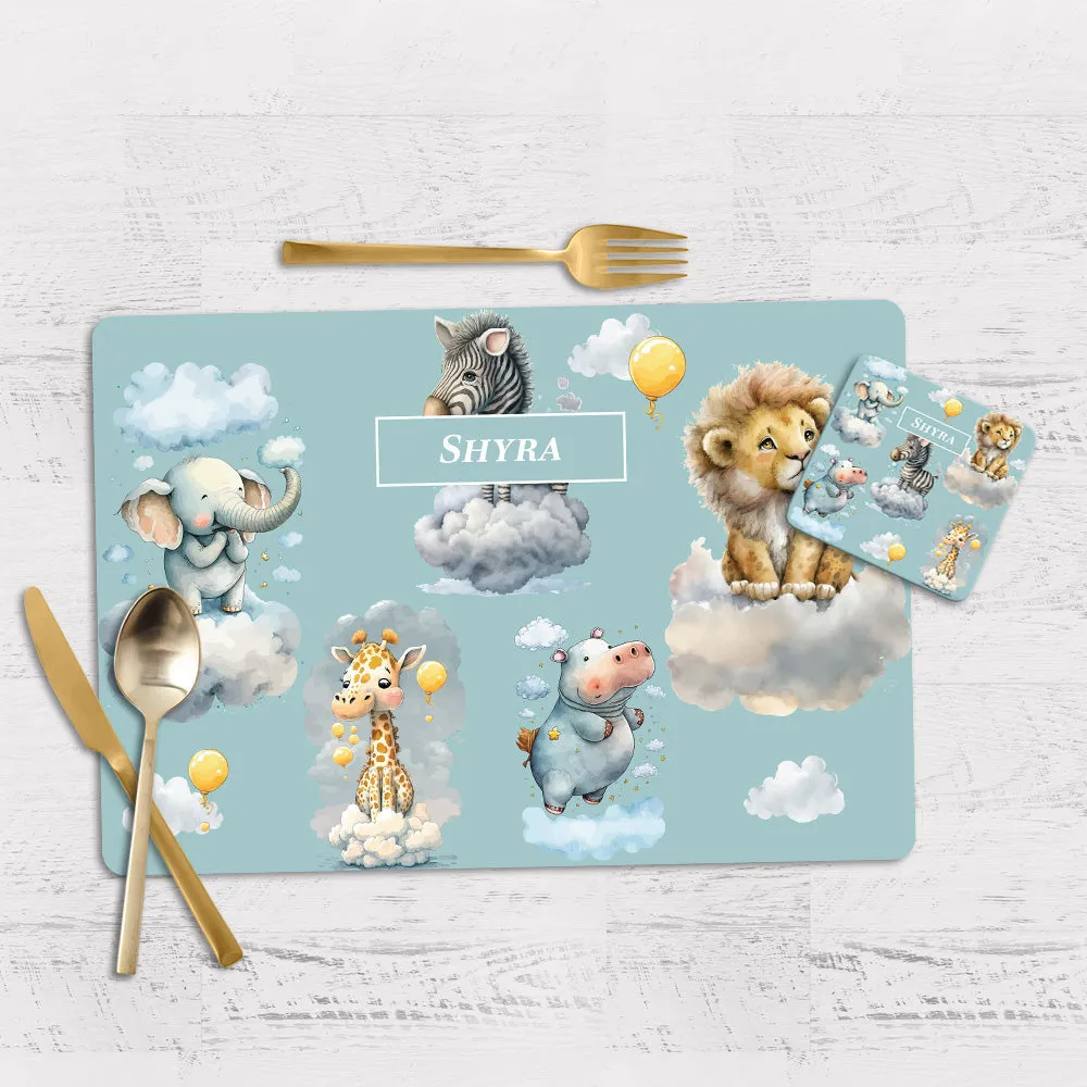 Lofty Animals Tableware Set (kids) (4 Placemats & 4 Casters)
