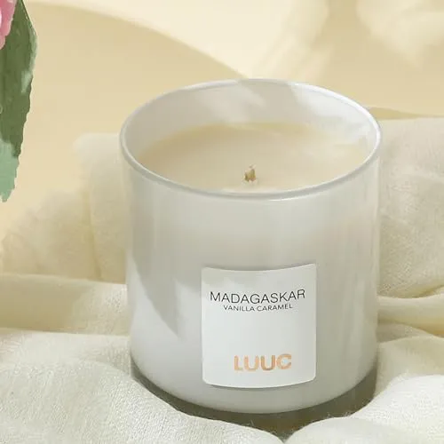LUUC Madagaskar (Vanilla Caramel) Scented Vegan Candle | Organic Home Fragrance, Aromatherapy | Luxury Unisex Gift for Men & Women | 227g, 45 Hr