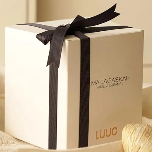 LUUC Madagaskar (Vanilla Caramel) Scented Vegan Candle | Organic Home Fragrance, Aromatherapy | Luxury Unisex Gift for Men & Women | 227g, 45 Hr