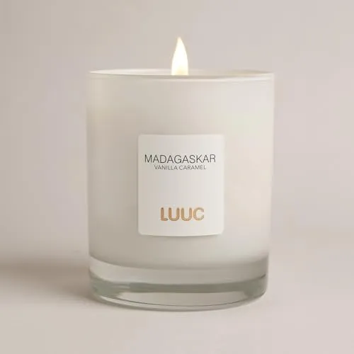 LUUC Madagaskar (Vanilla Caramel) Scented Vegan Candle | Organic Home Fragrance, Aromatherapy | Luxury Unisex Gift for Men & Women | 227g, 45 Hr