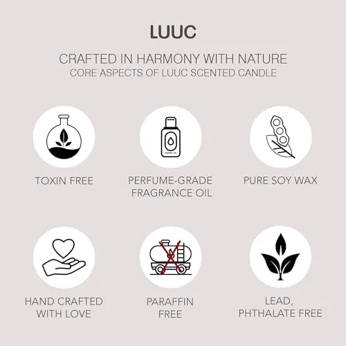 LUUC Madagaskar (Vanilla Caramel) Scented Vegan Candle | Organic Home Fragrance, Aromatherapy | Luxury Unisex Gift for Men & Women | 227g, 45 Hr