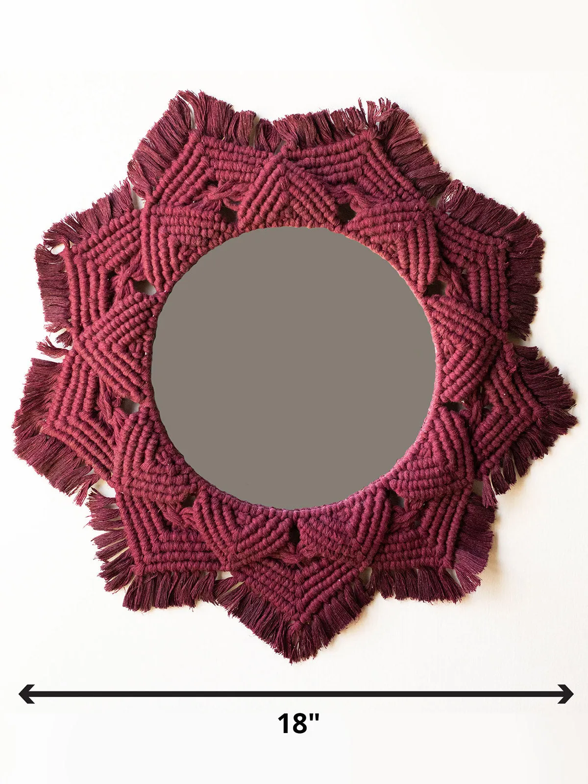 Macrame Mirror Maroon Color