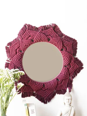 Macrame Mirror Maroon Color