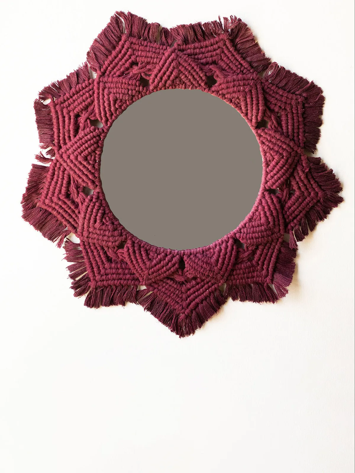 Macrame Mirror Maroon Color