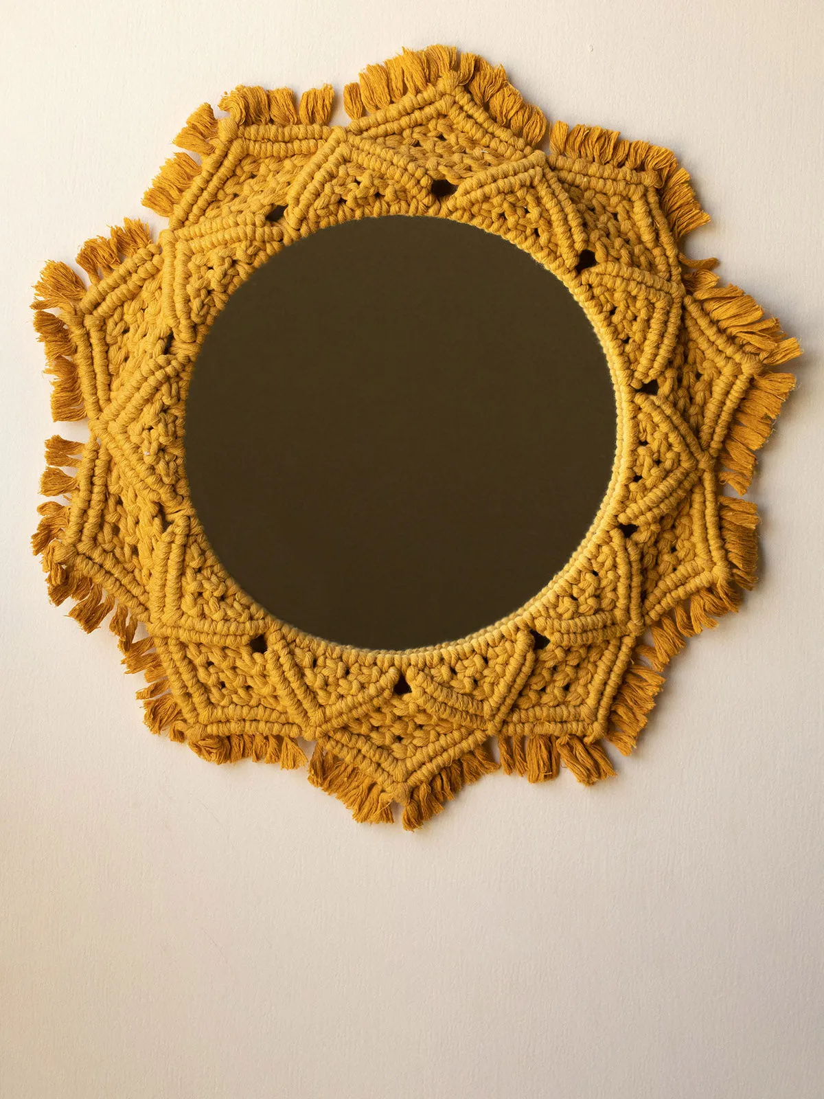 Macrame Mirror Mustard Yellow Color
