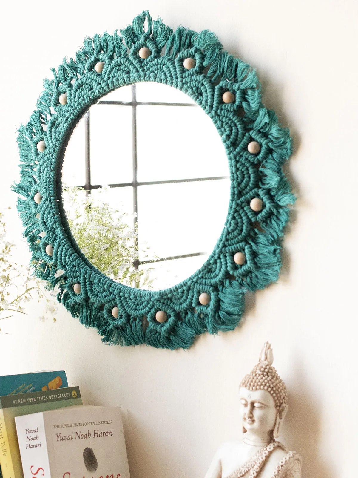 Macrame Mirror Turquoise Color