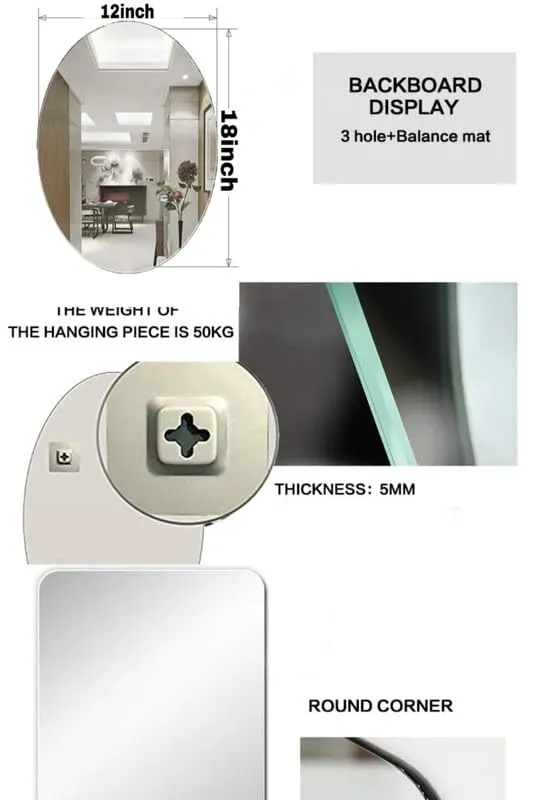 MERKEZI ART MB40 Decorative Wall Mirror for Bathroom, Living Room, Bedroom, Vanity Mirrors, Makeup (18 x 24 Inch)