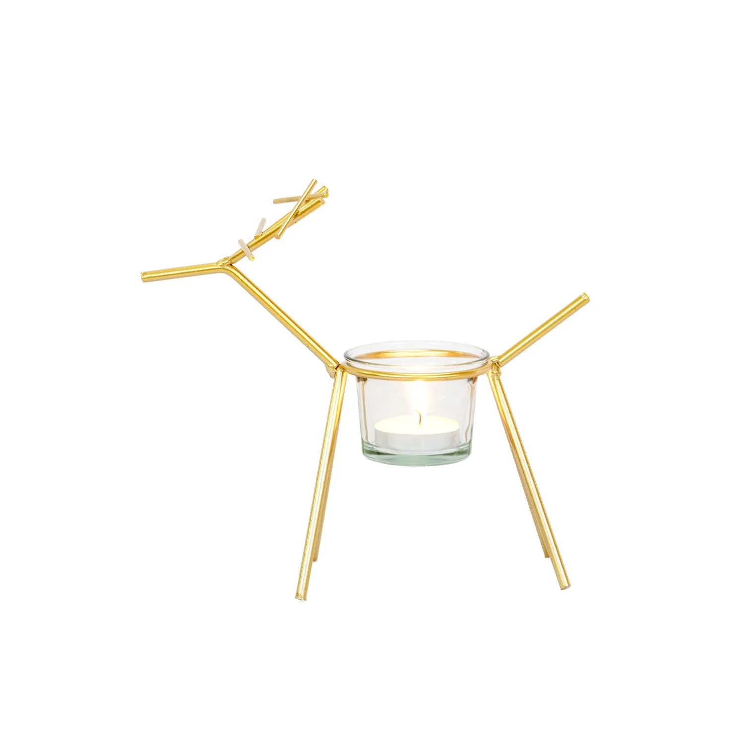 Metallic Reindeer Tea Light Candle Holder