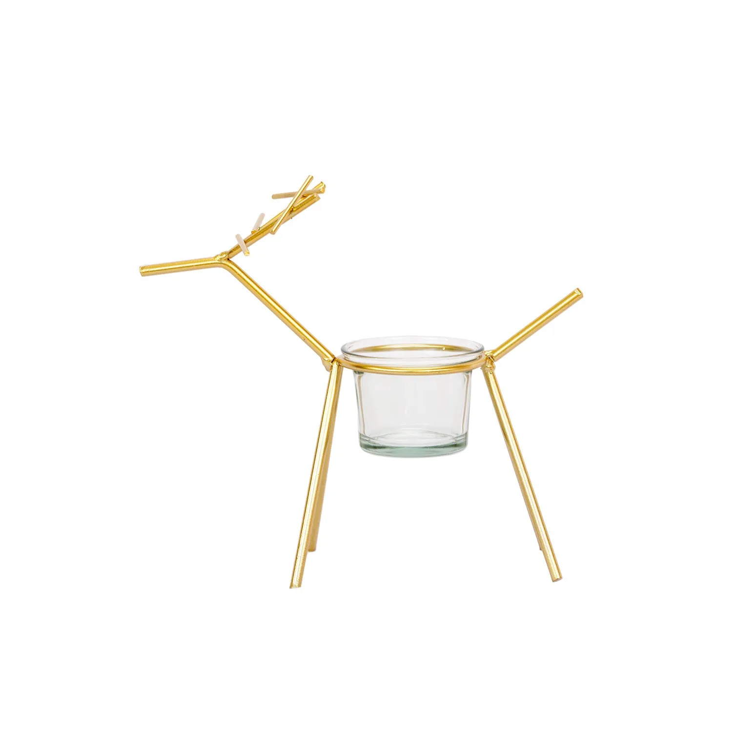 Metallic Reindeer Tea Light Candle Holder