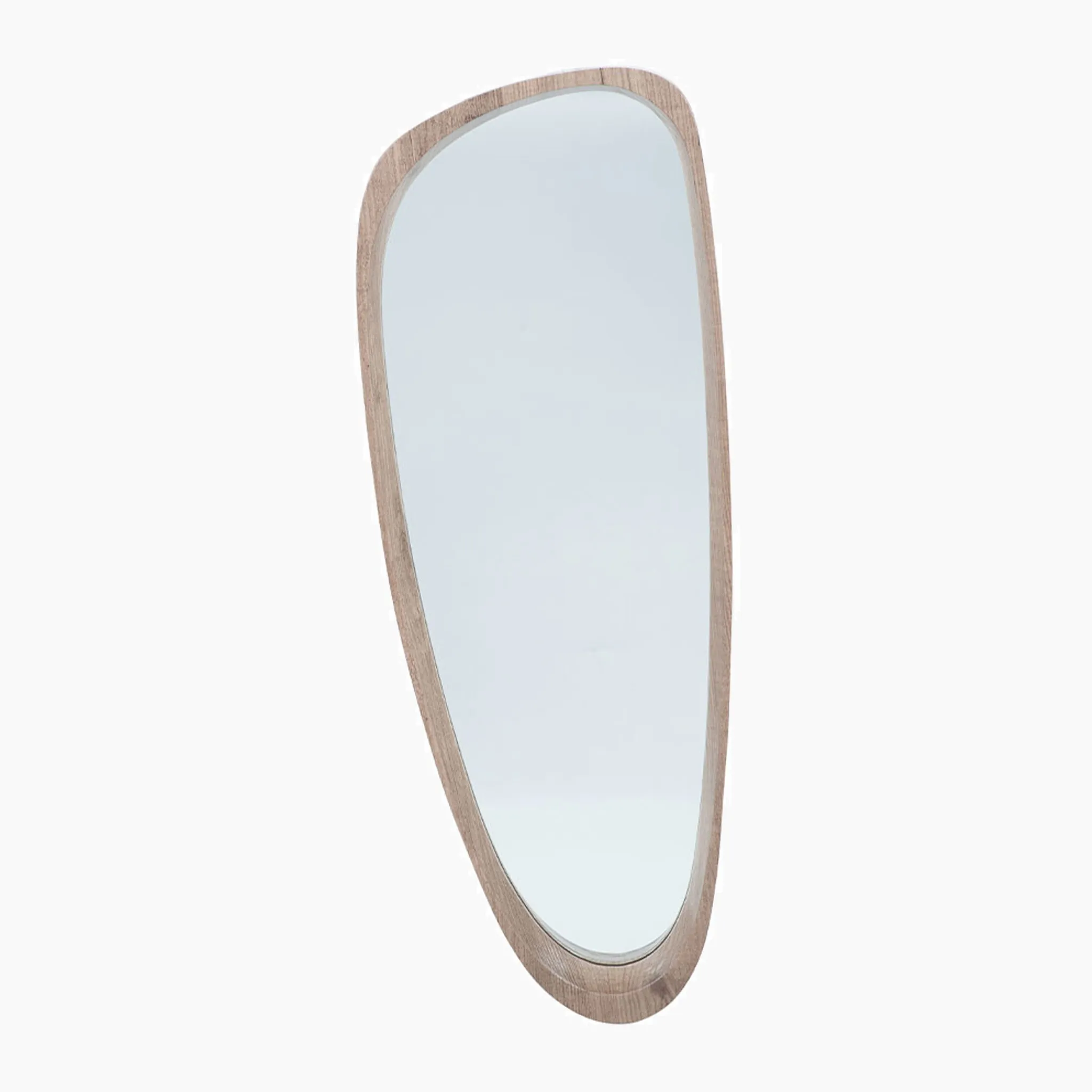 Natural Wood Veneer Teardrop Shaped Mirror