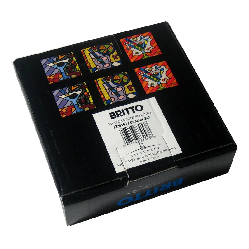 New Romero Britto Coasters Cocktail Martini Set of 6 Beer Drinks Party Gift Home