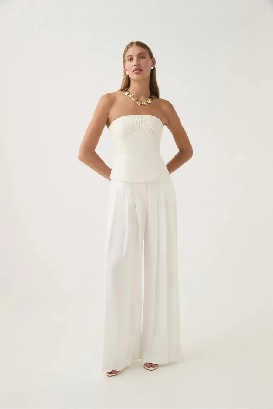 Oriel Ruched Bustier Ivory