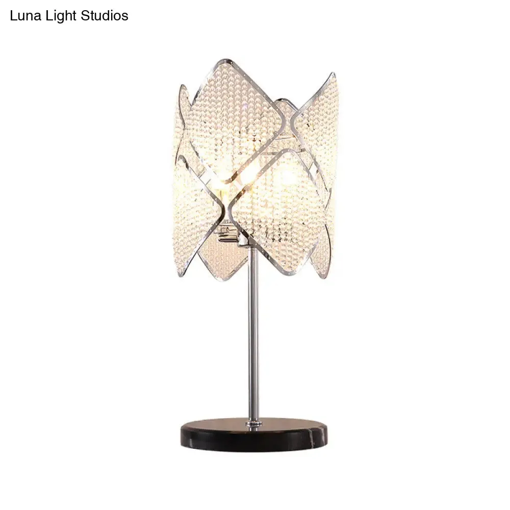 Rastaban - 1- Clear Crystal Beads Gold/Chrome Table Light Rhombus 1 Head Contemporary Night Stand Lamp for Sleeping Room