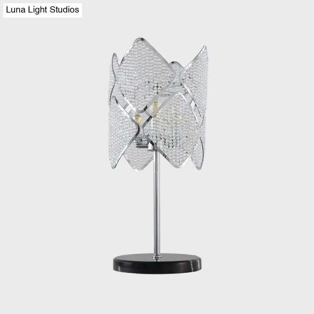 Rastaban - 1- Clear Crystal Beads Gold/Chrome Table Light Rhombus 1 Head Contemporary Night Stand Lamp for Sleeping Room