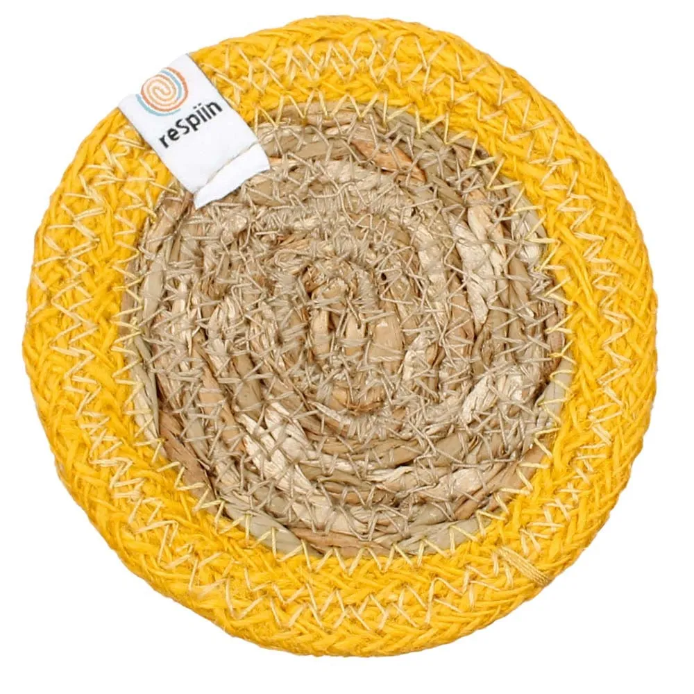 ReSpiin Jute & Seagrass Coaster - Yellow
