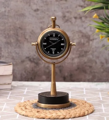 Roomattic 2 Inch Vintage Brass Table Clock