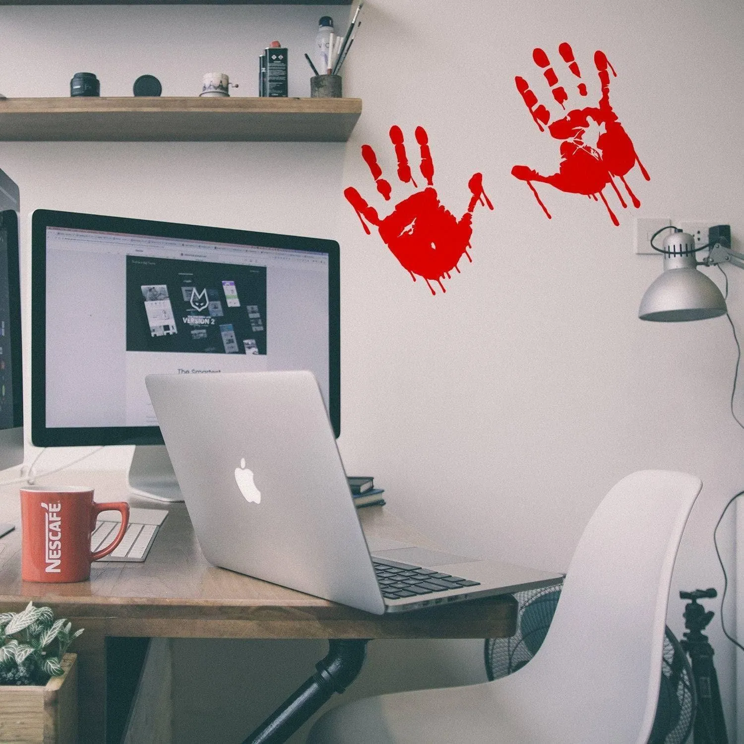 Spooky Halloween Red Handprint Vinyl Decal - Vehicle, Wall, Laptop Sticker