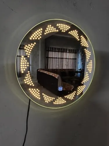 TINITALO Bathroom LED Mirror Home Mirror Wall Mirror with Touch Sensor, 3 Light Effects, Glass, Round LED-18 (30 x 30 Inch)
