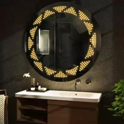 TINITALO Bathroom LED Mirror Home Mirror Wall Mirror with Touch Sensor, 3 Light Effects, Glass, Round LED-18 (30 x 30 Inch)