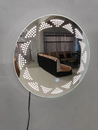 TINITALO Bathroom LED Mirror Home Mirror Wall Mirror with Touch Sensor, 3 Light Effects, Glass, Round LED-18 (30 x 30 Inch)