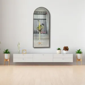 TINITALO Modern Elegance Semi Circle Wall-Mounted Mirror Metal Framed Wall Mirror Bathroom Mirror Living Room Mirror Home Decor Mirror 24 x 60 Inches Color Antique Gold MF 89