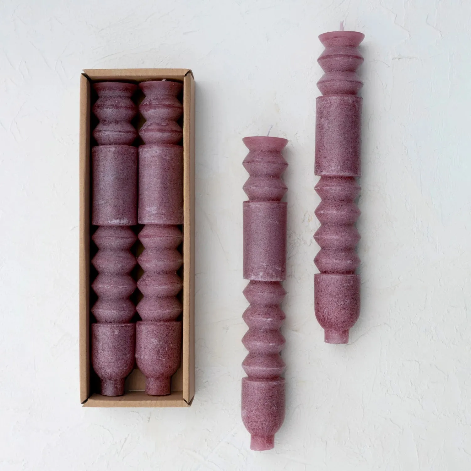 Totem Taper Candles Set of 2: Purple