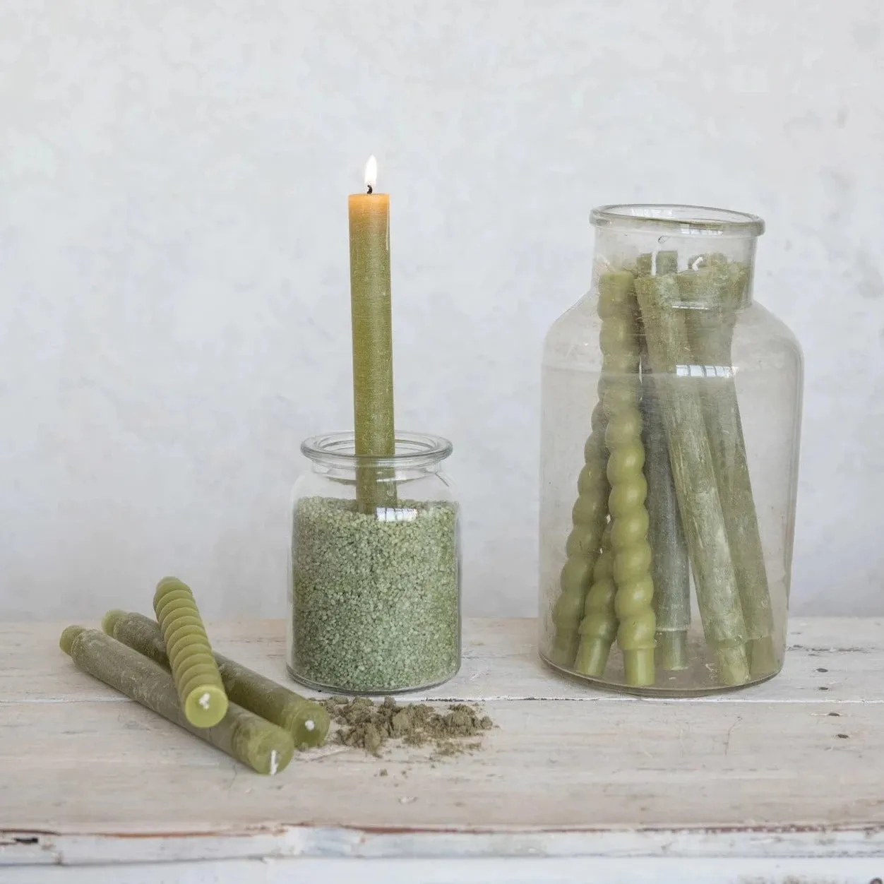 Twisted 10" Taper Candles Set of 2: Green
