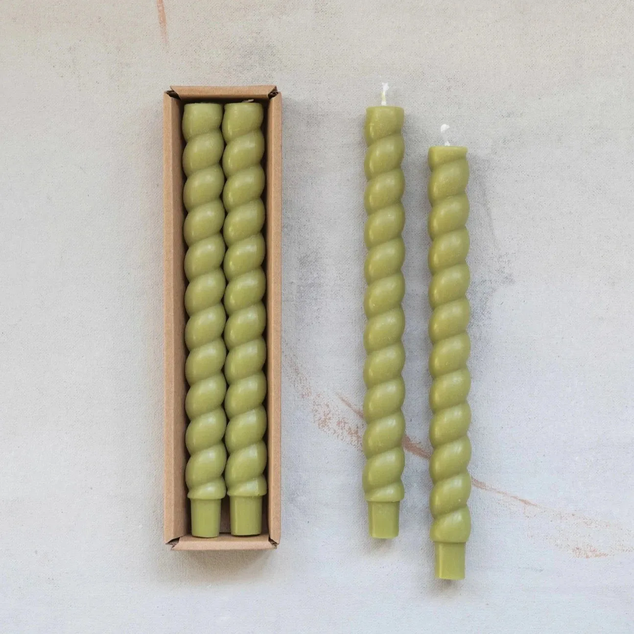 Twisted 10" Taper Candles Set of 2: Green