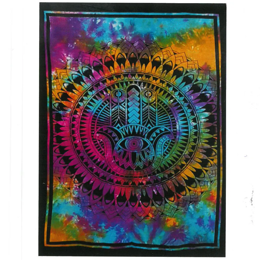 Vibrant Cotton Wall Art - Hamsa Hand | Ancient Indian Design