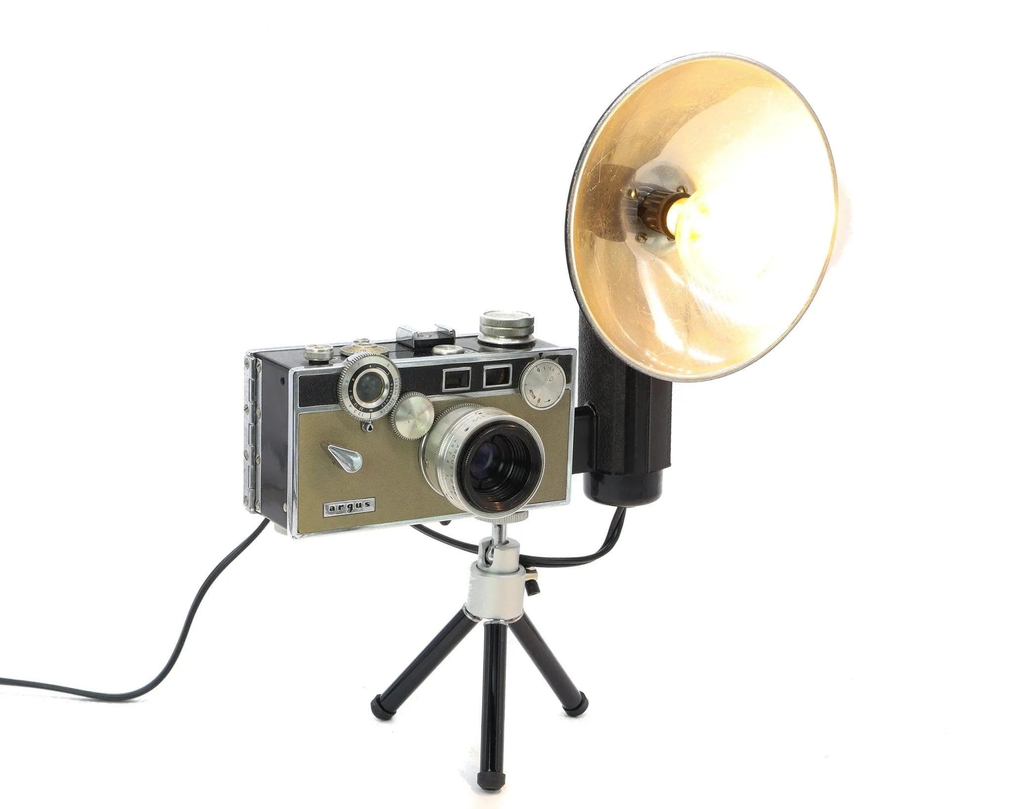 Vintage Desk Lamp, Task Lamp, Black/Green Argus C3 Camera