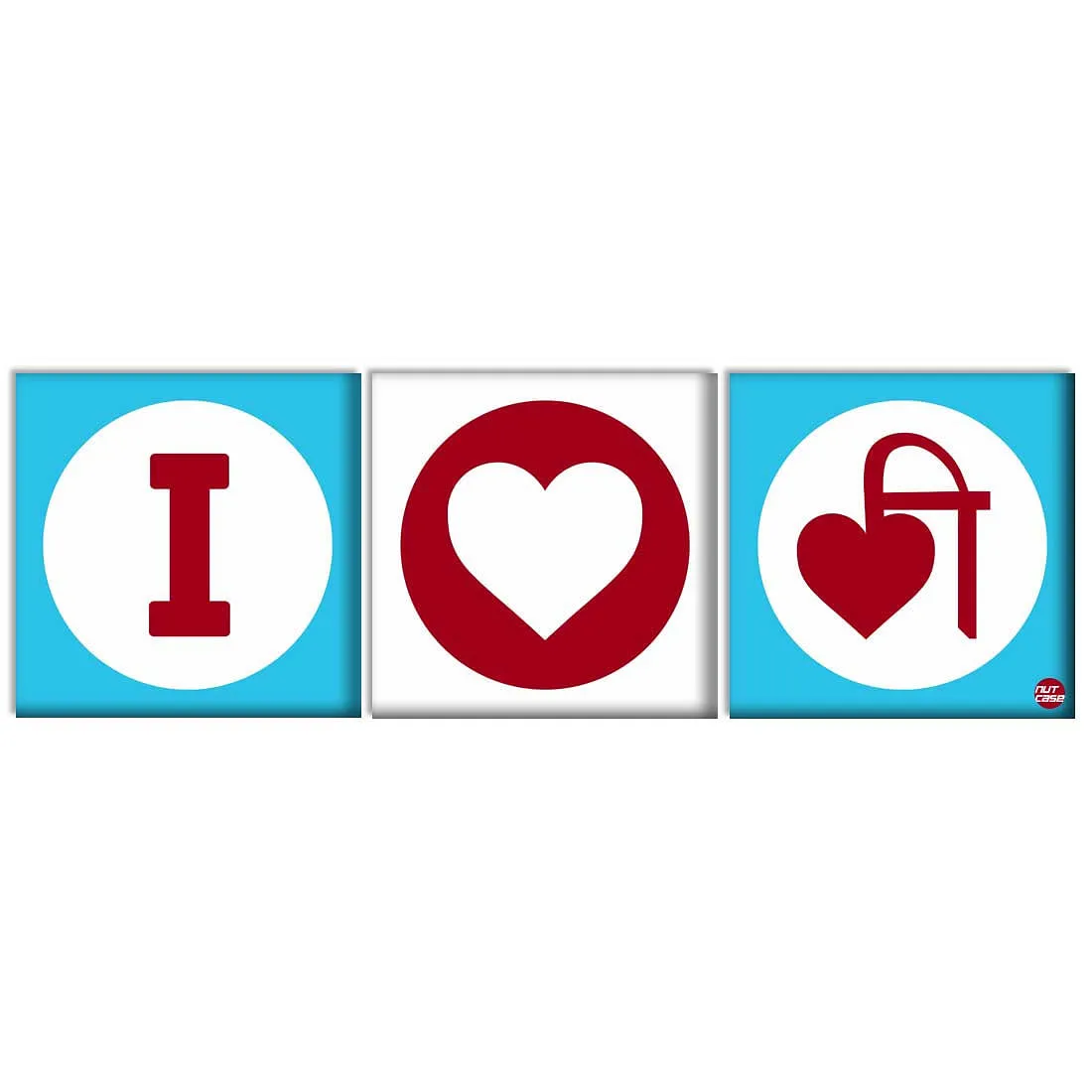 Wall Art Decor Hanging Panels Set Of 3 -I Love Blue