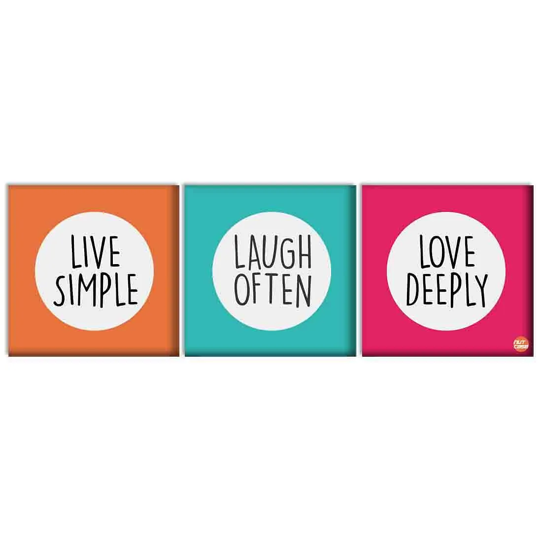 Wall Art Decor Hanging Panels Set Of 3 -Live Simple Laugh Often Love Deeply
