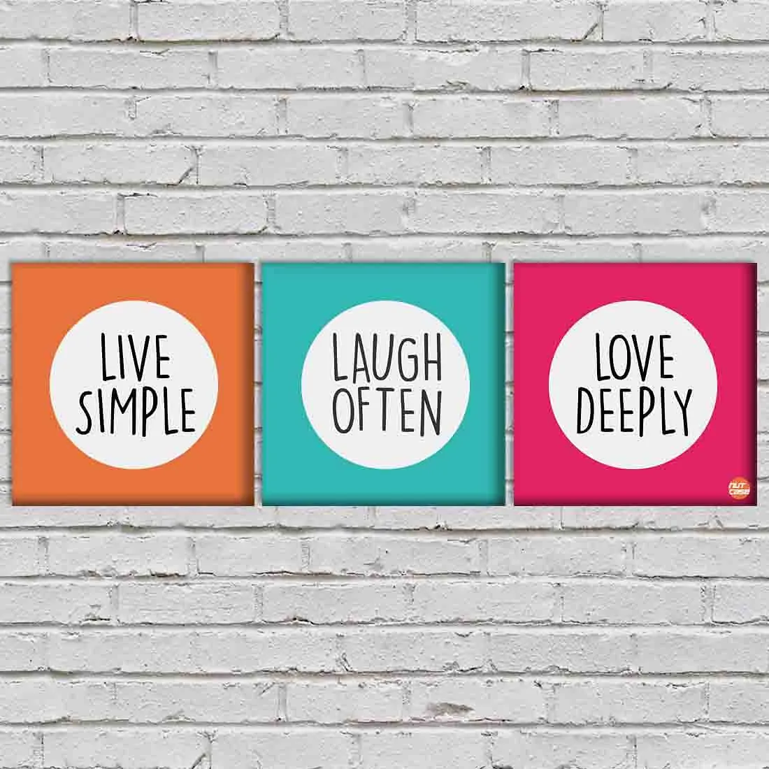 Wall Art Decor Hanging Panels Set Of 3 -Live Simple Laugh Often Love Deeply